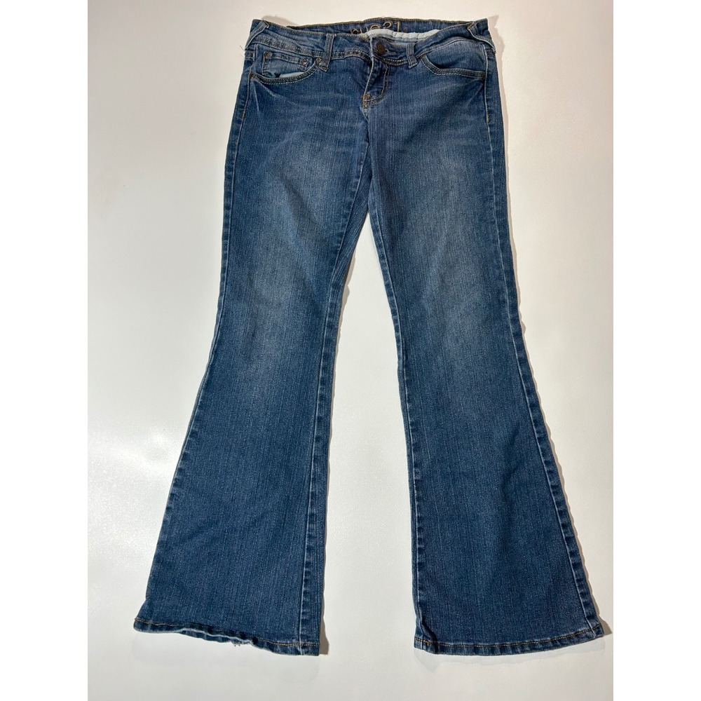rue21 Flare Jeans Womens 5/6 Blue Good Y2K Low Rise Stretch Denim